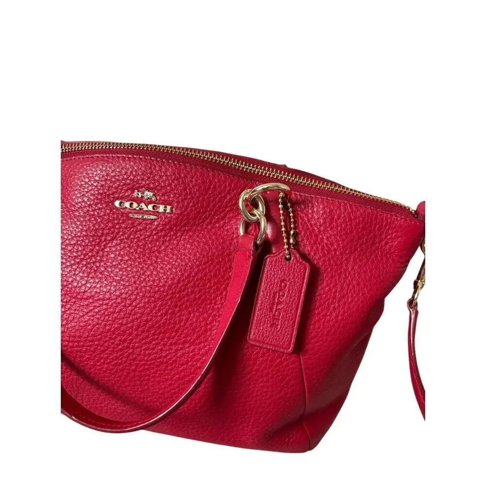 Coach Madison Prairie Red Pebbled Leather Satchel Bag Purse - Picture 12 of 14